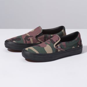 Vans Bayan Kaykay Ayakkabısı Camo Slip-On Pro Siyah | 56395-408